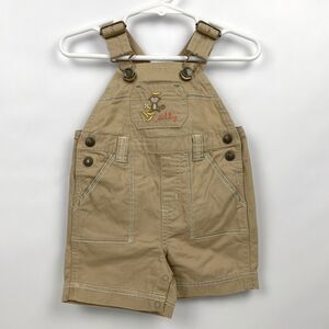 NWT Gymboree Silly Monkey Island Boys 0-3 Months Brown Embroidered Overalls